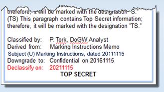 Unclassified: Markings are for training purposes