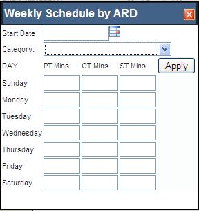 Weekly Schedule by ARD is similar to the above option except for a drop down function which auto populates the minutes field.