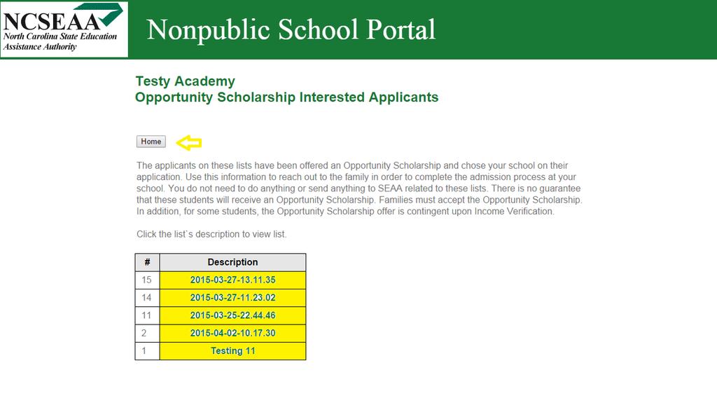 Nonpublic School Training Document 5 Interested Applicants Click on the Interested Applicants heading or the green words in the text to go to the Interested Applicants page.