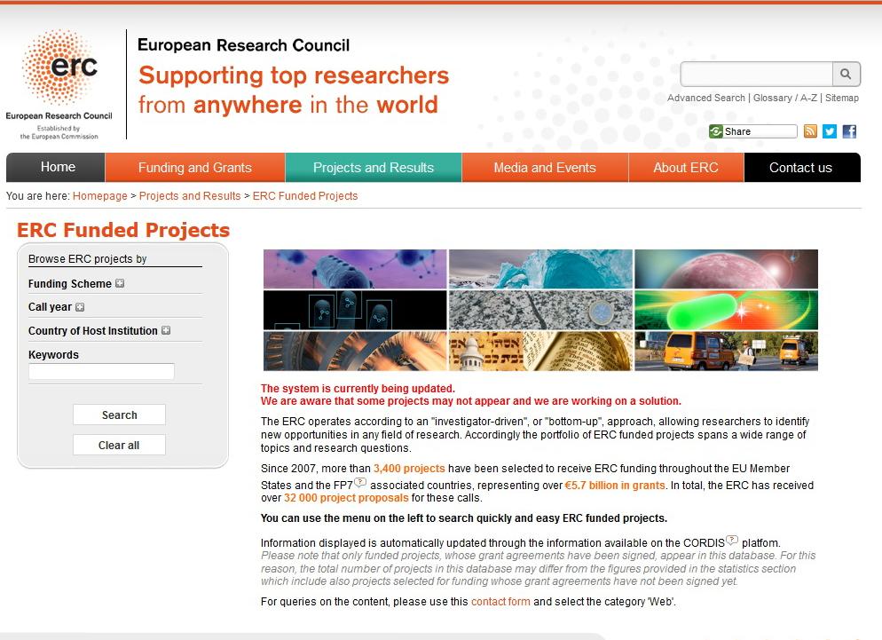ERC Funded Projects http://erc.europa.