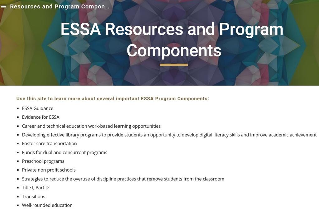 All District Employees: ESSA 101 - under construction.another week?