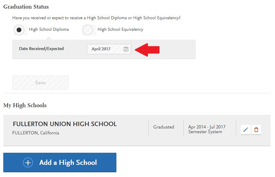 Random Issue #1 Problem: High school graduate/diploma date is