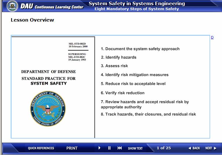 Eight Mandatory Steps of System Safety - Describes application of