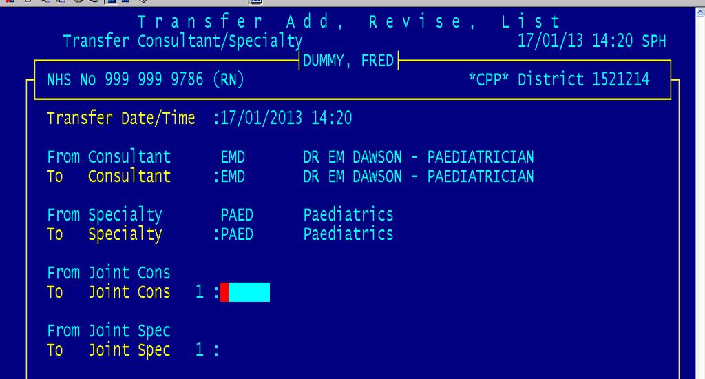 To Transfer a patient from PAU to ASH use the XFR