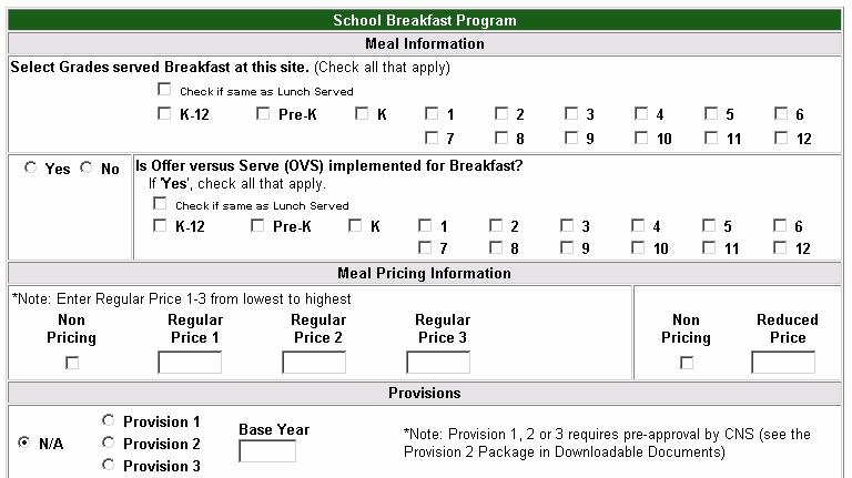 Complete the School Breakfast Program using the same instructions