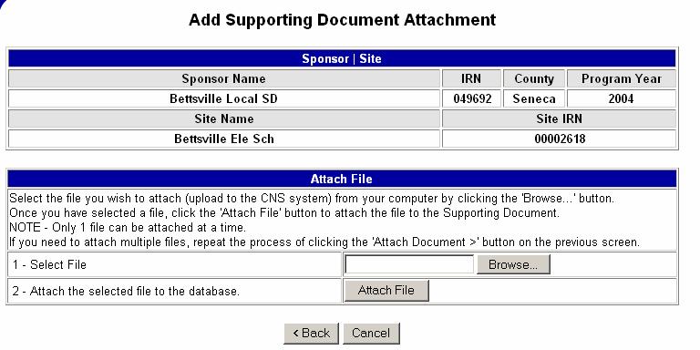 Add Attachment screen Click the Browse button to select a file from your computer to attach