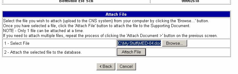 The file you selected should now appear in the 1 Select File field, as shown above. Next, click the Attach File button.