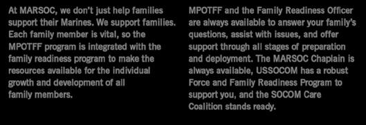 MPOTFF and the Family Readiness Officer are always available to answer your family s questions,
