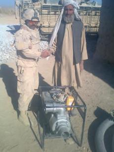 One of the small projects was to provide an irrigation pump to solve the water problems created by the new road.
