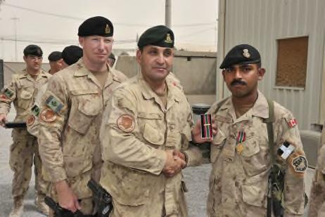 Return home After completing its rotation at Sperwan Ghar, the CIMIC team moved to KAF and then to Canada. Ali receiving his medals at the end of the tour.