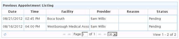 When the appointment has been booked, the Portal displays a summary window for the patient, showing the date and time of the scheduled appointment.