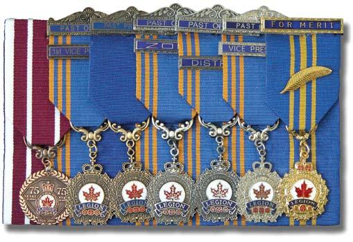 LEGION MEDALS AND PRECEDENCE The above photograph displays a representative set of Legion medals that have been court mounted. The medals are worn on the wearer s right side of the blazer.