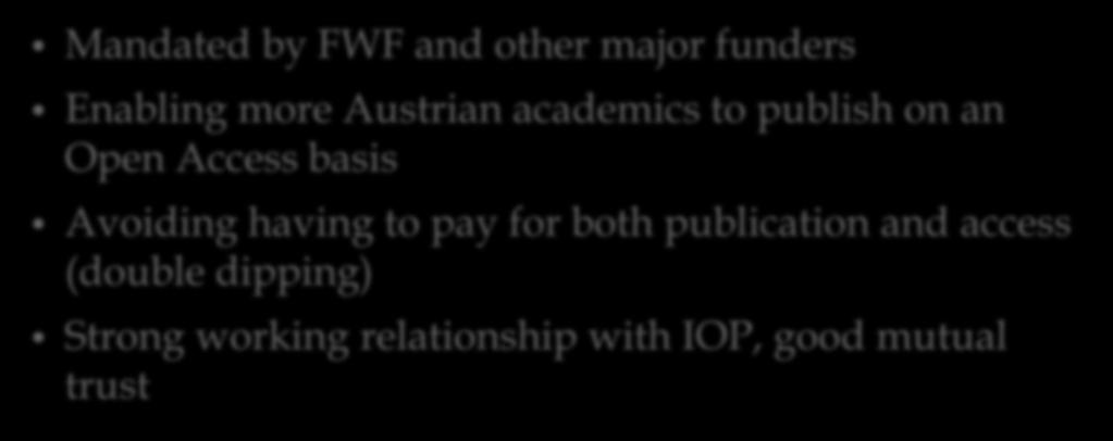 Why did Austria make its first offsetting agreement with IOP?