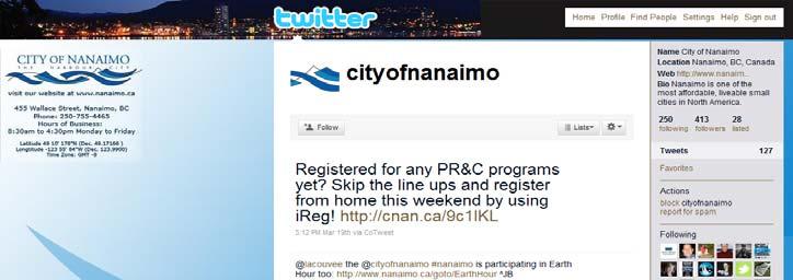 The City of Nanaimo also has a very active Twitter account.