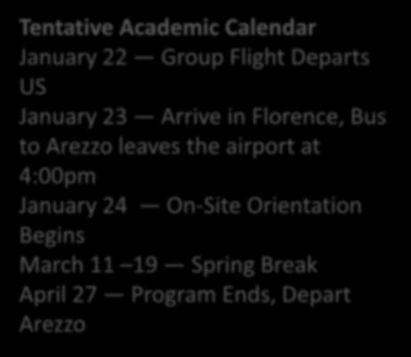 registration Tentative Academic Calendar January 22 Group