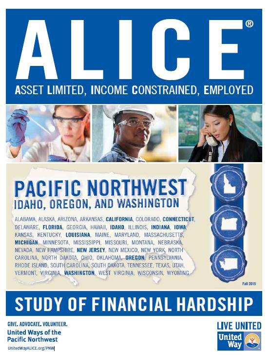 This United Way ALICE Report for the Pacific Northwest shows that onethird of our population