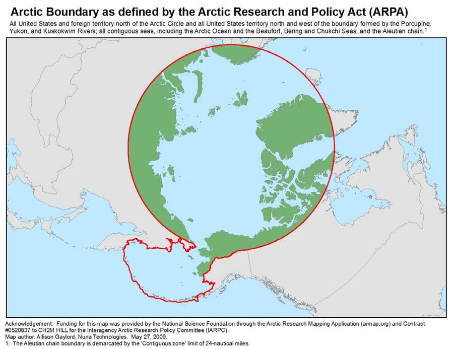 Figure 2. Entire Arctic Area as Defined by ARPA Source: U.S. Arctic Research Commission (http://www.arctic.gov/maps/arpa_polar_150dpi.jpg, accessed on December 23, 2011).