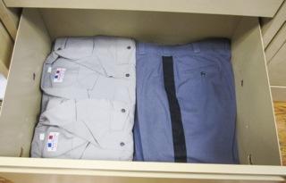 they are authorized to have several of each item in their drawer (i.e. a stack of t-shirts or underwear) These items must also be clean and pressed,