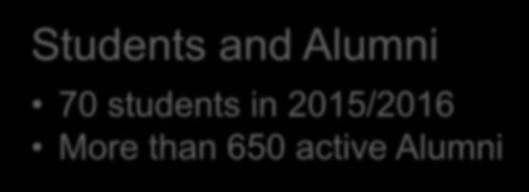 2015/2016 More than 650 active Alumni