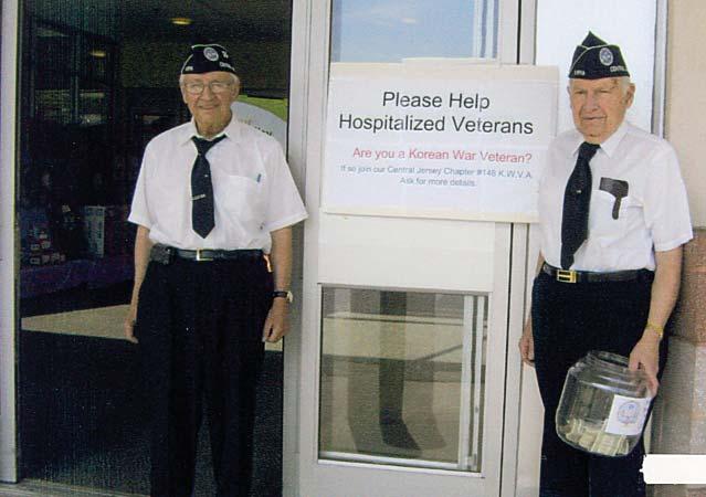 Arnold Wolfson Members of Ch 148 collecting for hospitalized veterans at the Rose of Sharon Drive, Vice Cmdr. Bernard London (L) and Sr.