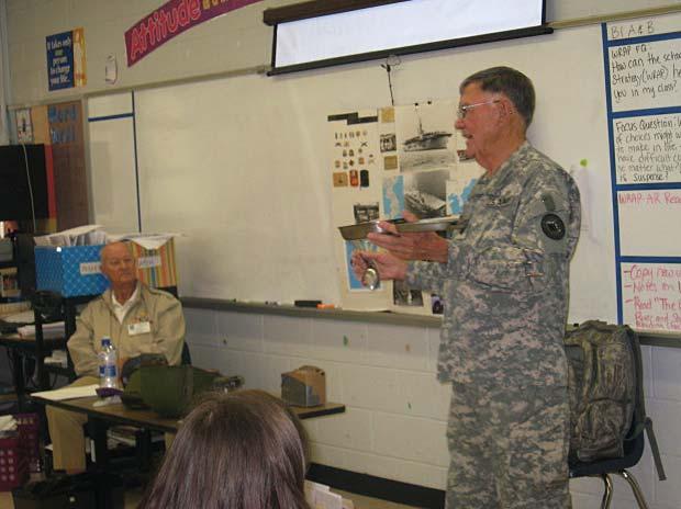 He and his wife Rita made presentations in ten classrooms. They related their experiences with the Korean War and later talked about Hank s military career in the Army National Guard.
