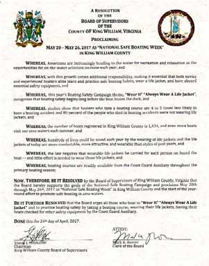 NSBW Proclamation from King William County.