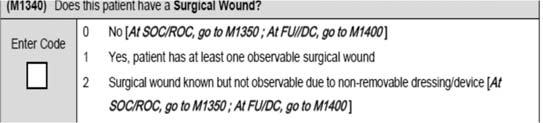 301 Trauma Wound or Stasis Ulcer? SOC ROC FU DC 302 M1334 Status of Most Problematic Stasis Ulcer Our patient s lower extremity wound originated as a trauma wound due to a fall.
