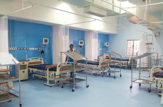 Radiology, Cardiology, Pediatrics, Gynecology ICU 6 Operation Theatres General ward