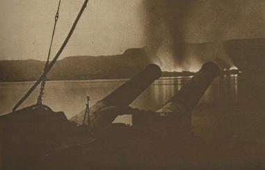 (Right: The British destroy their supplies during the final evacuation of the Gallipoli Peninsula. The Newfoundlanders were among the last to leave on two occasions.