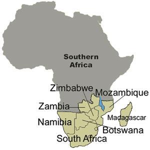 Figure 4. Map of Southern Africa (EWT, 2013) Sub-Saharan Africa The sub-saharan region of Africa refers to the area of Africa south of the Saharan desert.