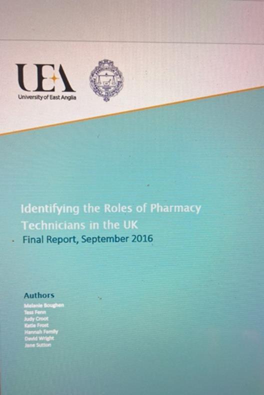 EVIDENCE: SURVEY & FOCUS GROUP UEA in collaboration with APTUK First Research of its kind Elicit a description of the day to day activities undertaken by pharmacy technicians Obtain and explore