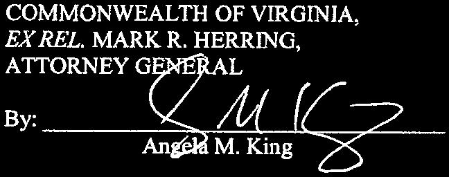 COMMONWEALTH OF VIRGINIA, EXREL MARKR. HERRING, ATTORNEY G lengetal By: ^C/U (f 12 Anggj^ M. King Mark R. Herring Attorney General Cynthia E.