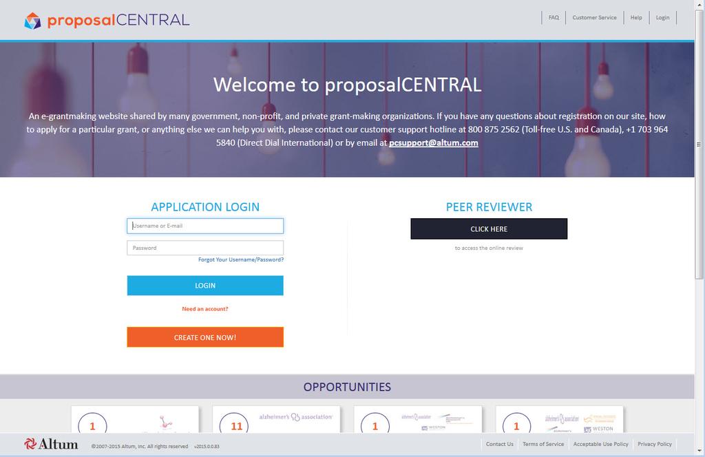 Accessing proposalcentral Login to proposalcentral (pc):