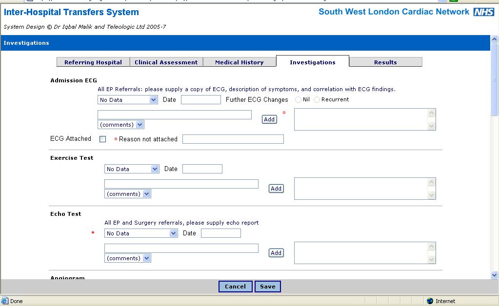 30 Referring Hospital - Investigations Reports can be copied and pasted into free text boxes When completed, click the