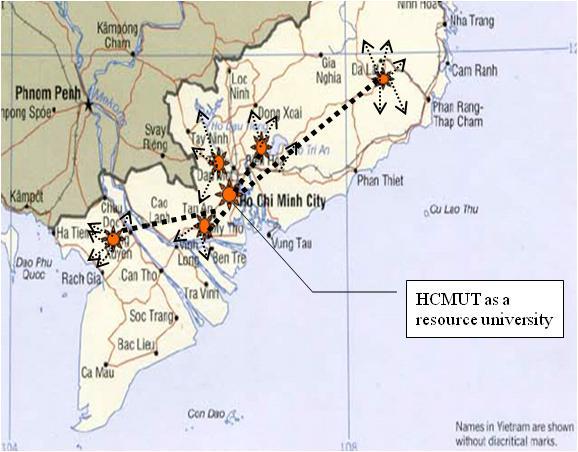 SUPREM-HCMUT Project Completion Report Source: Perry-Castañeda Library Map Collection Figure 1.4 Network-Based Partnerships Centered Around HCMUT 1.3.