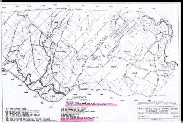 History During a historical records search of Camp Sibert, a 1945 range map was found that outlined the locations of