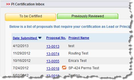 UNIT APPROVAL Certification Inbox shows when you