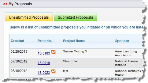 PROPOSALS DASHBOARD (Faculty) Find proposals currently in progress of which you are part of the
