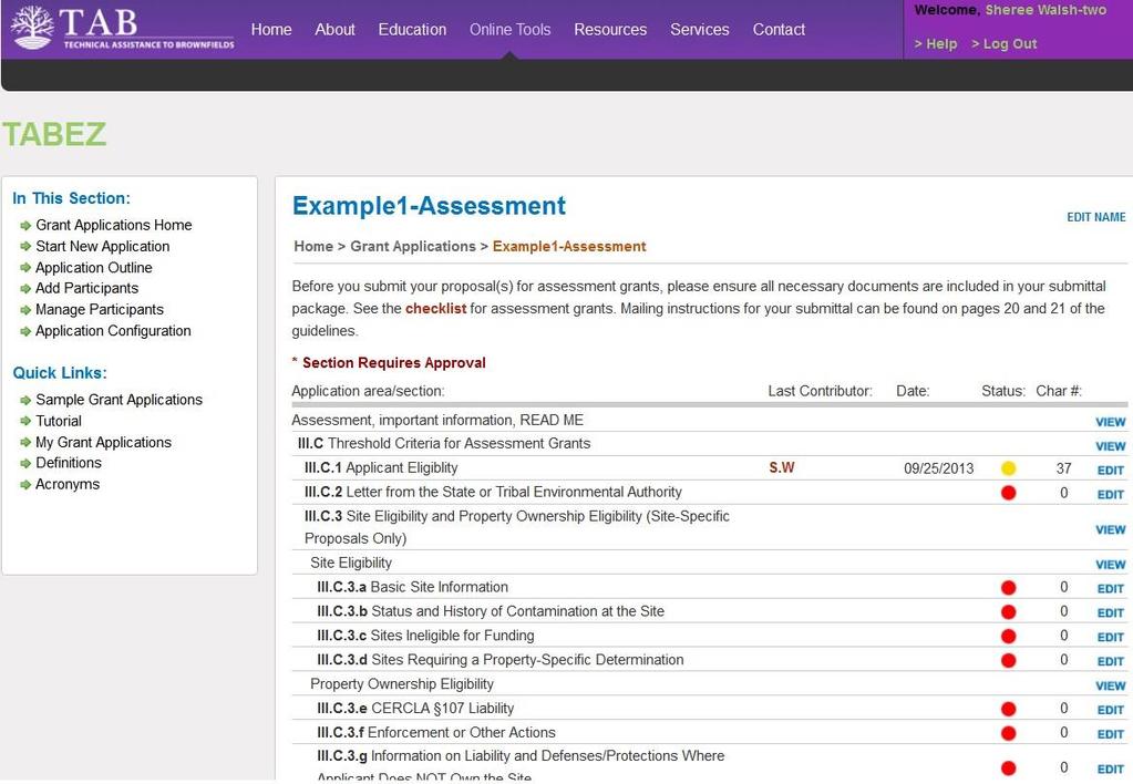 TAB EZ: Template for EPA Assessment and