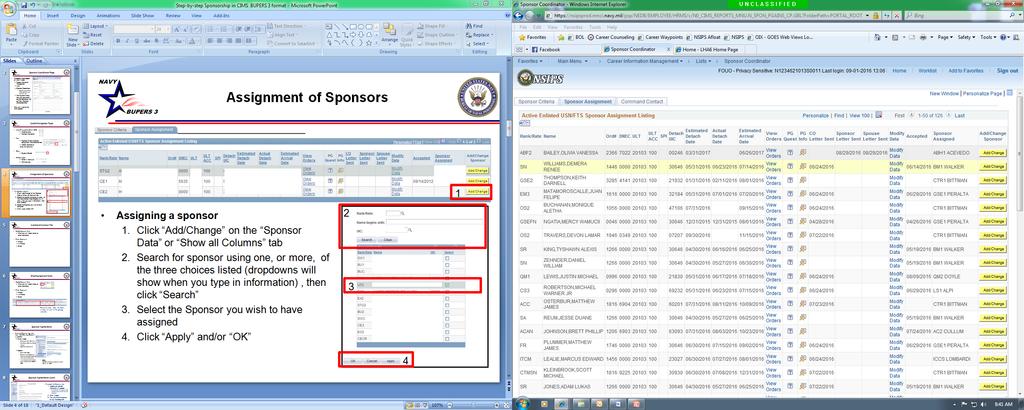 Assignment of Sponsors 1 Assigning a sponsor 1.