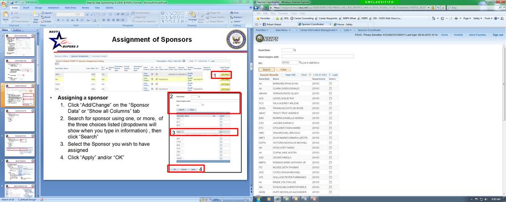 Search for sponsor using one, or more, of the three choices listed (dropdowns will show