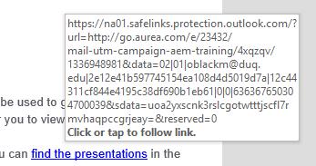 ATP Advanced Threat Protection Example of a Safe Links URL When you click on a link, Safe Links evaluates the web address and will adhere to the following protocols: If the link is safe: You will be