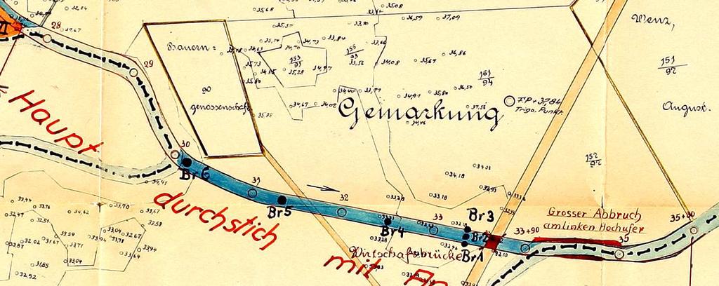 Žem lapio Sodargen fragmentas su nurodyta sienos linijos ištiesinimo projekto vieta Projektas sudarytas 1936 metų vasario 29 d., projekto br žinio mastelis 1:2 500.