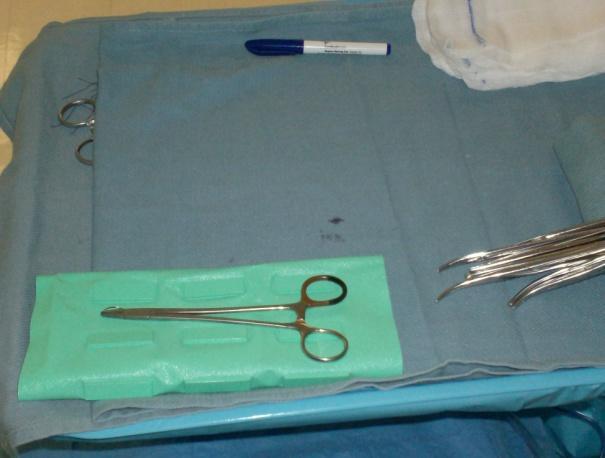 The designated area on the surgical field