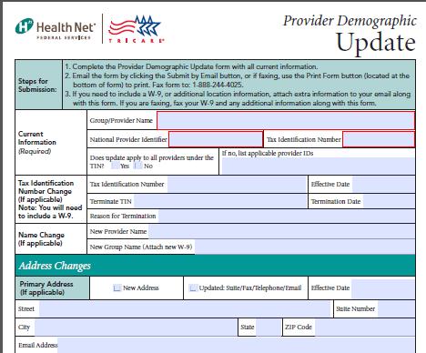 Provider Demographics Update Form The Provider Demographics Update Form is an interactive PDF that allows network providers to