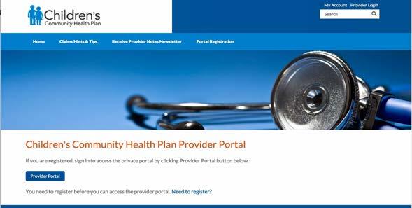 Click on the link Login to the Provider Portal to register for access.