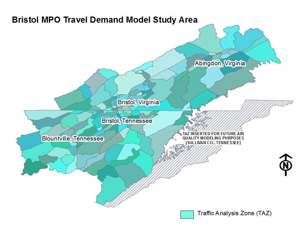 III. Study Area The Study Area for the Travel Demand Model has been expanded beyond the MPO s planning boundary to account for topographic features and peripheral travel patterns which impact the