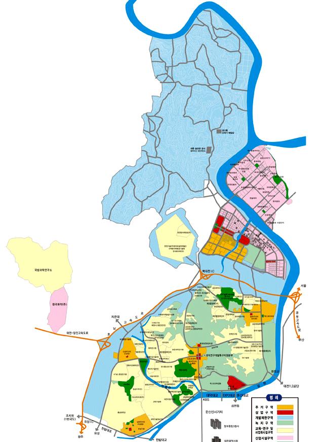 Area Map Total : 70.4 km2 Zone 1. Daedeok Science Town : 27.8 k Zone 2. Daedeok Techno-Valley : 4.