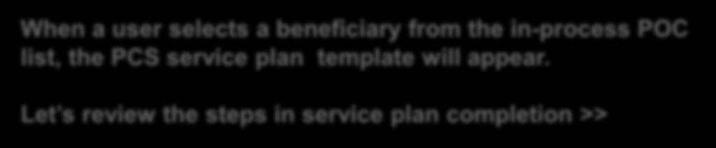 service plan template will appear.