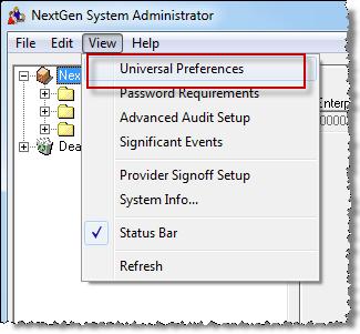 6 SP1 The NextGen System Administrator main window displays.